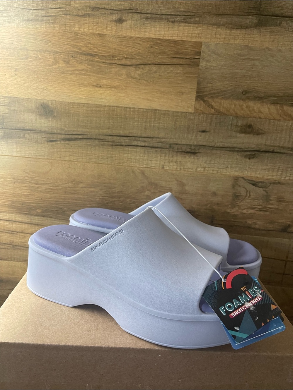 Skechers Foamies Women's Sandal Size 7 Lavender Slide Wedge Platform